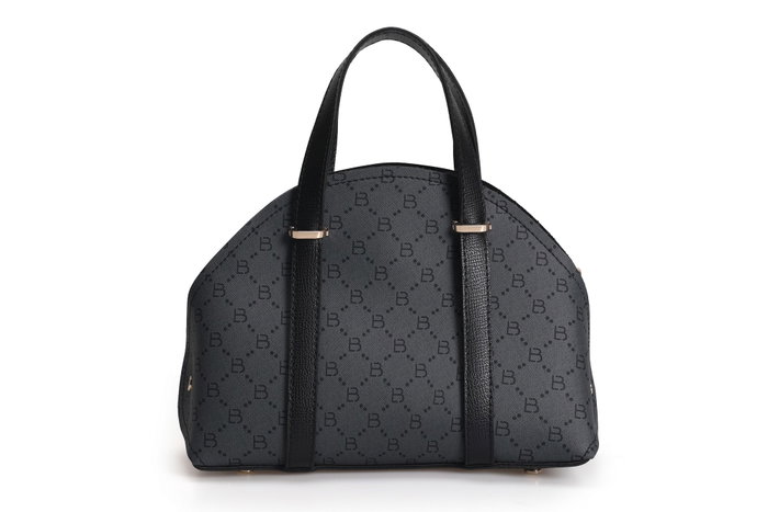 Lucky Bees Bolso 1233 - Gris, Negro, Bolso de Mano de Piel de Polivinilo Elegante y Versátil con un Bolsillo Interior